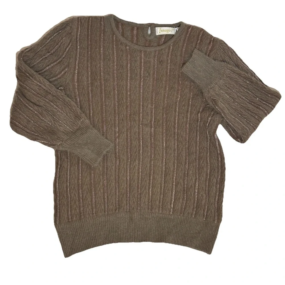 Vintage Angora Blend Fuzzy Textured Sweater Women's Medium‎ Cottagecore Holiday